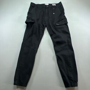 Twice Cargo Pants Mens 34 Black Cotton Slim Fit Tapered Leg Gorpcore Camping